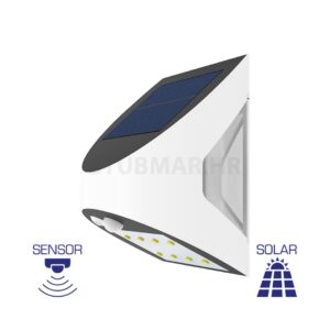 Braytron Solarna zidna svjetiljka 3W 6500K 105x130mm IP54 sa senzorom bijela  - BG36-00130