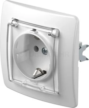 Utičnica šuko s poklopcem TEM Ekonomik Bijela