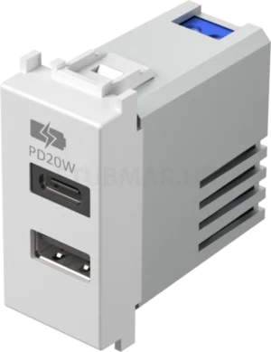 Utičnica USB punjač 1M A+C tip TEM Modul bijela