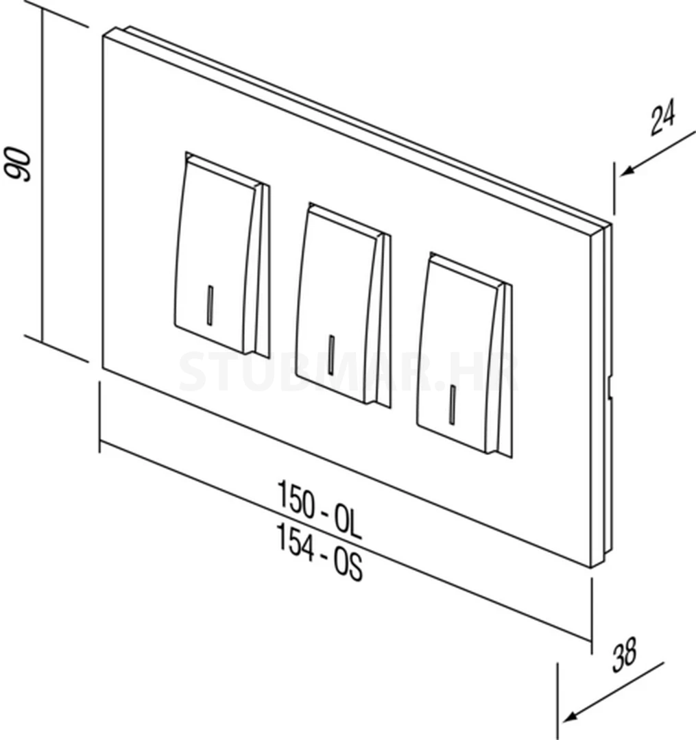 Kupaonski indikator TEM Modul Line tehnička skica