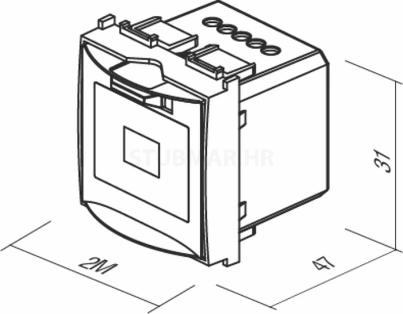LED svjetiljka za slučaj nužde 230V 2M TEM Modul tehnička skica