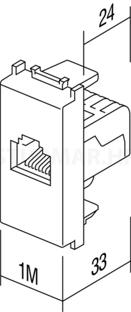 Utičnica za Internet CAT5e 1M TEM Modul tehnička skica