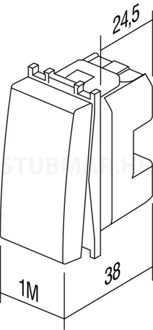 Tipkalo obično 1M TEM Modul 16A tehnička skica