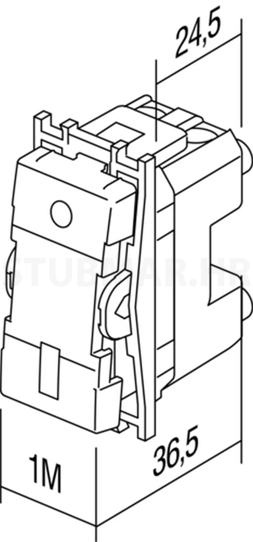 Prekidač izmjenični 1M TEM Modul 16A bez tipke tehnička skica