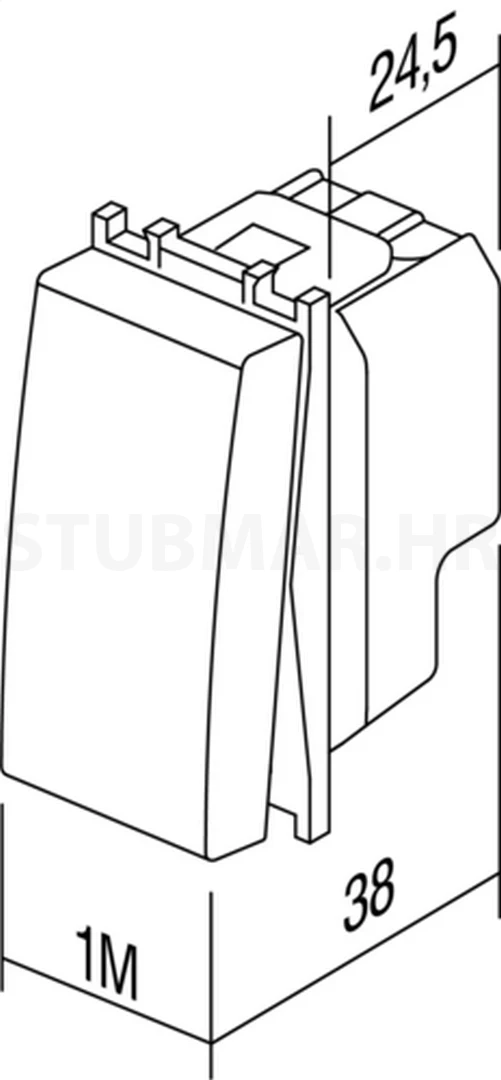 Prekidač križni 1M TEM Modul 16A tehnička skica