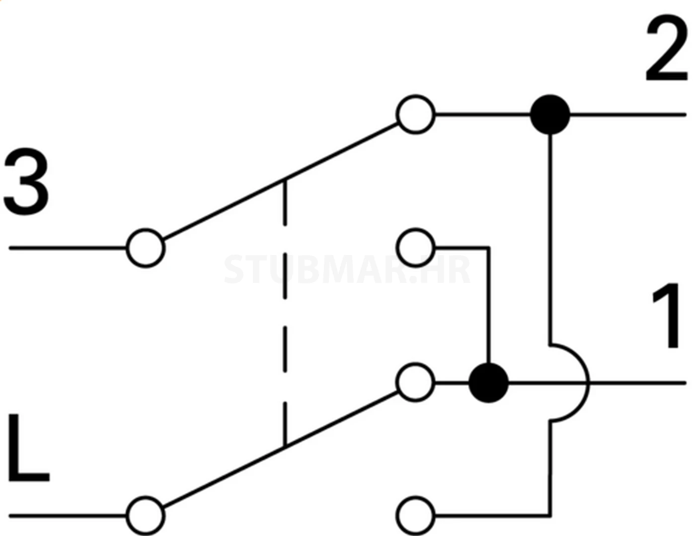 Prekidač križni 1M TEM Modul 16A shema