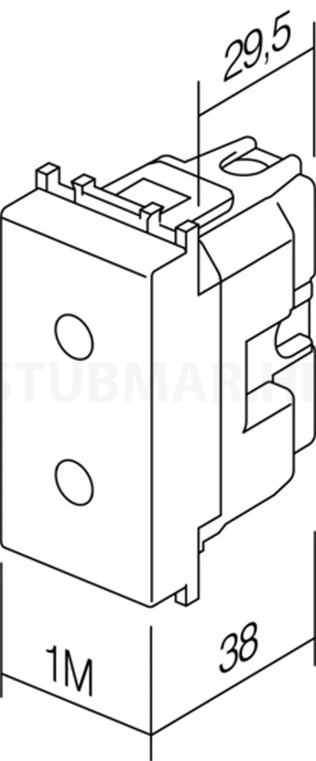 Utičnica euro 1M TEM Modul 10A tehnička skica