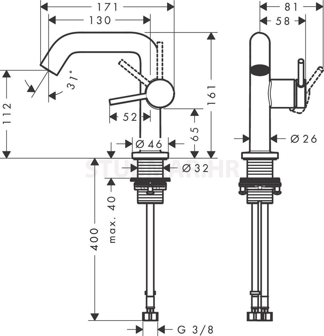 Tecturis S slavina za umivaonik 110, crna mat 73320670