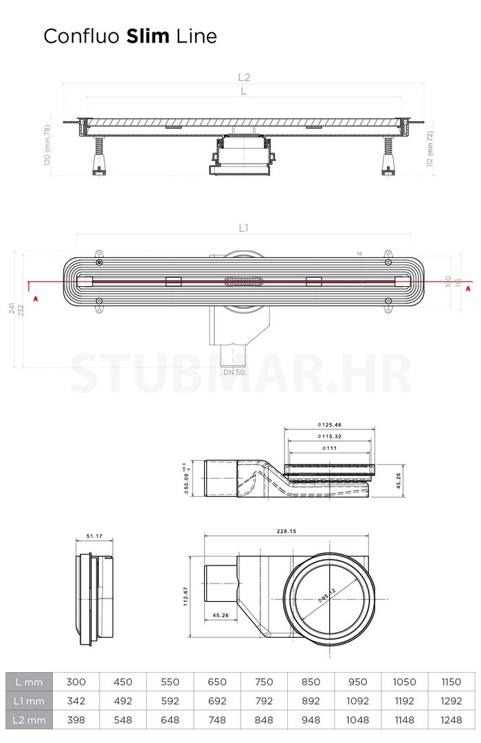 Slim line tuš kanalica
