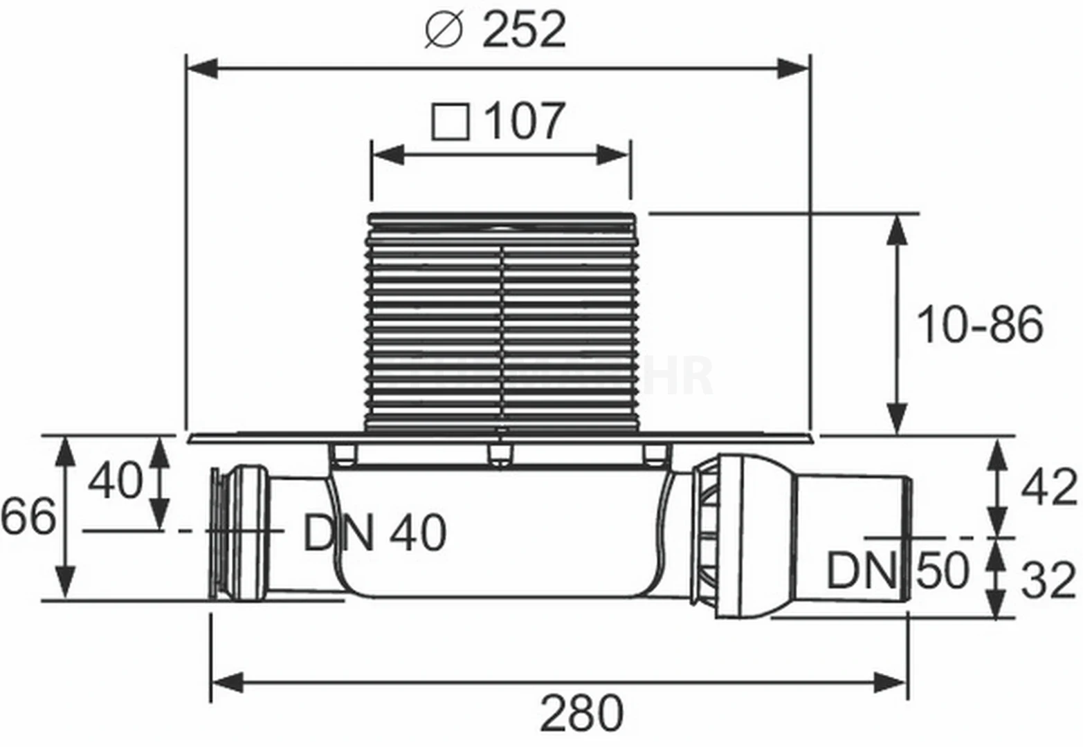 Drainpoint S podni sifon s inox okvirom i membranom protiv neugodnih mirisa